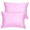 2 Pcs Standard Silk Satin With Zipper Pillowcase Pink - PiccoCasa