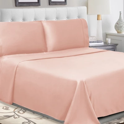 300-Thread Count Breathable Cotton Percale Deep Pocket Solid Bed Sheet Set By Blue Nile Mills