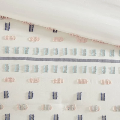 Ari 5pc Cotton Jacquard Duvet Cover Set Aqua - Image 5