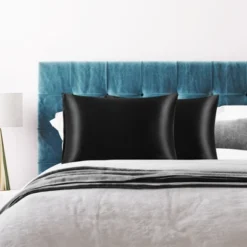 PiccoCasa Satin Enveloped Pillowcase With Eye Mask & Scrunchie 2 Pcs