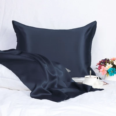 1 Pc Standard 25 Momme 100% Pure Silk For Hair And Skin Pillowcase Navy Blue - PiccoCasa - Image 3