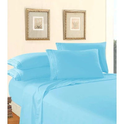 Elegant Comfort Luxurious Three-Line Emroidered 4-Piece Wrinkle Resistant Coziest Bed Sheet Set
