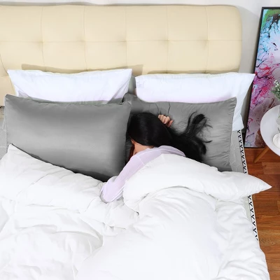 4 Pcs Queen 20"x30" Silk Satin Luxury Cooling Pillowcase Grey - PiccoCasa - Image 2