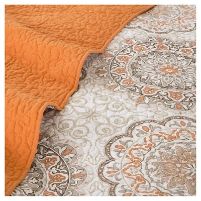 6pc Menara Reversible Quilted Coverlet Set Orange - Madison Park - Image 2