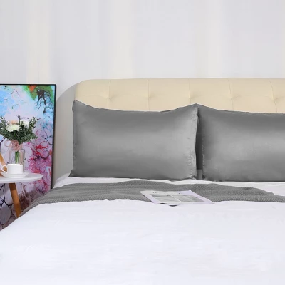 4 Pcs Queen 20"x30" Silk Satin Luxury Cooling Pillowcase Grey - PiccoCasa