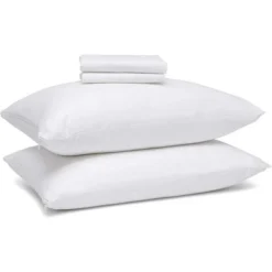 Circles Home 100% Cotton Breathable Pillow Protector With Zipper – (4 Pack)