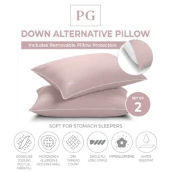 Soft Density Side/Back Sleeper, Down Alternative Pillow With MicronOne Technology, And Removable Pillow Protector - 2 Pack