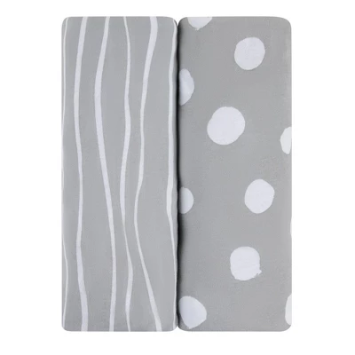 Ely's & Co. Baby Fitted Sheet 100% Combed Jersey Cotton Grey And White Abstract 2 Pack - Image 8
