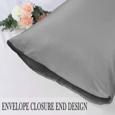 4 Pcs Queen 20"x30" Silk Satin Luxury Cooling Pillowcase Grey - PiccoCasa - Image 3