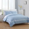 Faige 3 Piece Duvet Cover Set Hotel Collection Two Tone Banded Blue By Chic Home