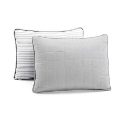 Lush Décor 3pc Farmhouse Box Stitch And Stripe Oversized Reversible Cotton Quilt Set Gray - Image 6