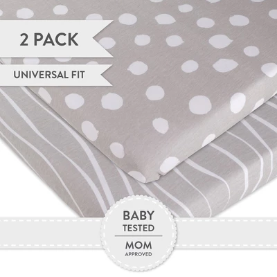 Ely's & Co. Baby Fitted Sheet 100% Combed Jersey Cotton Grey And White Abstract 2 Pack - Image 3