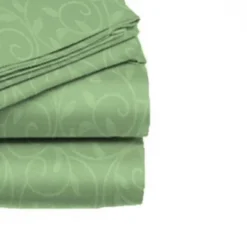 Emboss Vine All Season Super Soft Microfiber Sheet Set Green By Plazatex