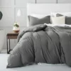 Sweet Home Collection | Prewashed Vintage Linen Style Crinkle Duvet Set - Extra Soft, Lightweight, Protective Bed Duvet Cover And Shams