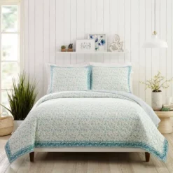 Standard Felicity Sham White/Turquoise - Jessica Simpson