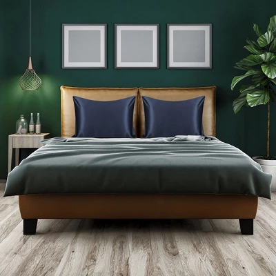 1 Pc Standard 25 Momme 100% Pure Silk For Hair And Skin Pillowcase Navy Blue - PiccoCasa - Image 2