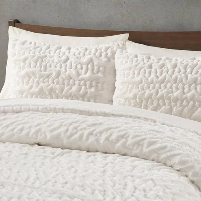 Madison Park 3pc Dakota Ruched Fur Down Alternative Comforter Set Ivory - Image 3
