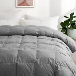 Peace Nest Organic Cotton Down Feather Comforter Duvet Insert, Gray
