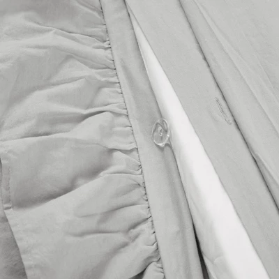 Lush Décor 3pc Full/Queen Reyna 100% Cotton Duvet Cover Set Light Gray - Image 6