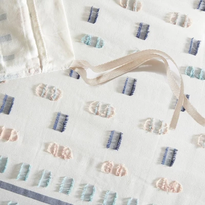 Ari 5pc Cotton Jacquard Duvet Cover Set Aqua - Image 8