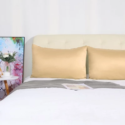 4 Pcs Queen 20"x30" Silk Satin Luxury Cooling Pillowcase Champagne - PiccoCasa - Image 2