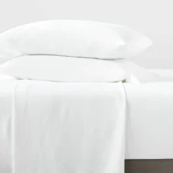 Full Garment Washed Microfiber Solid Sheet Set White - Room Essentials™