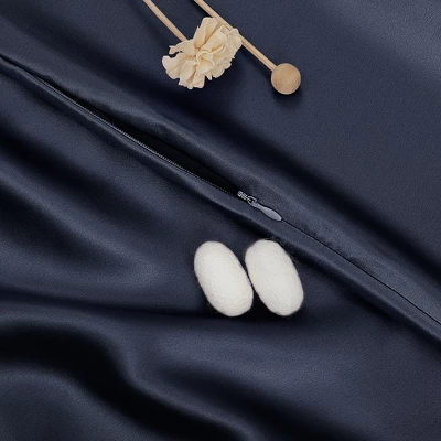 1 Pc Standard 25 Momme 100% Pure Silk For Hair And Skin Pillowcase Navy Blue - PiccoCasa - Image 4