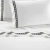 Aria 1500 Thread Count Cotton Sheet Set White With Black Stripe Embroidery By Chic Home