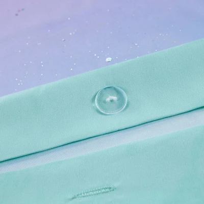 Dazzle Metallic Glitter Printed Reversible Duvet Cover Set Aqua - Image 8